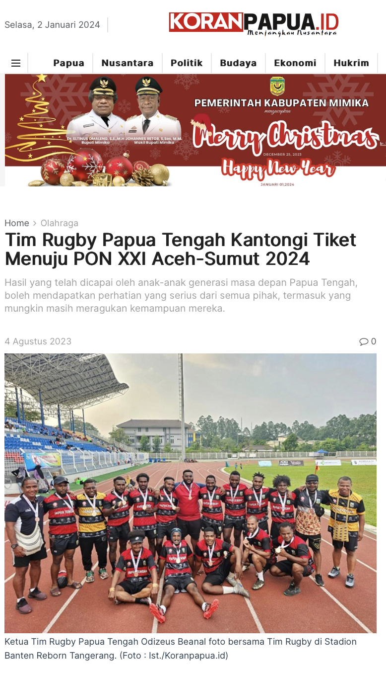 Tim Rugby Papua Tengah Kantongi Tiket Menuju PON XXI Aceh-Sumut 2024